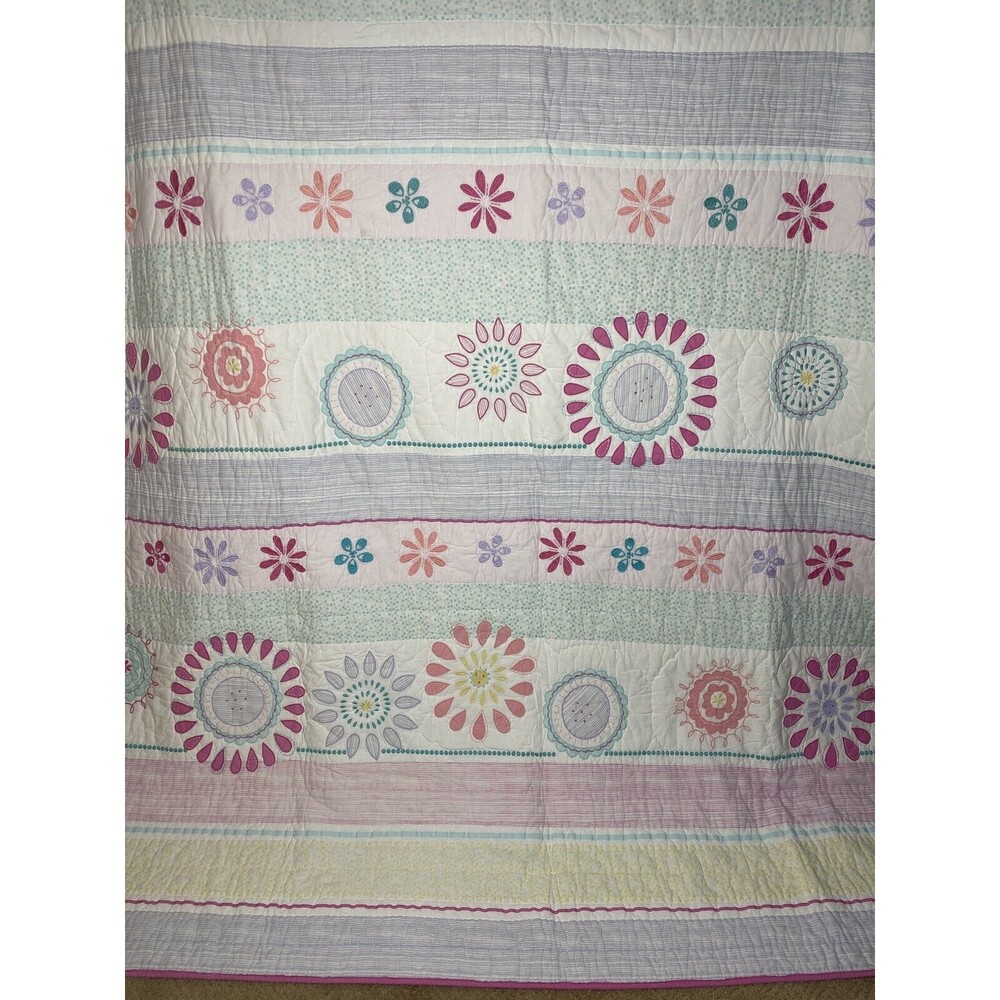 Pottery Barn Kids Maya Embroidered F/Q Queen Quilt & Standard Pillow Sham